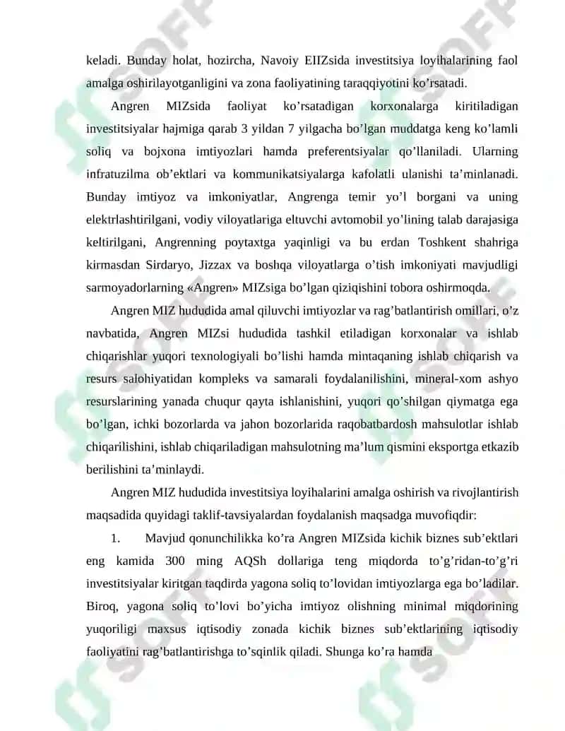 Angren Viloyati Erkin Iqtisodiy Zonasi 5