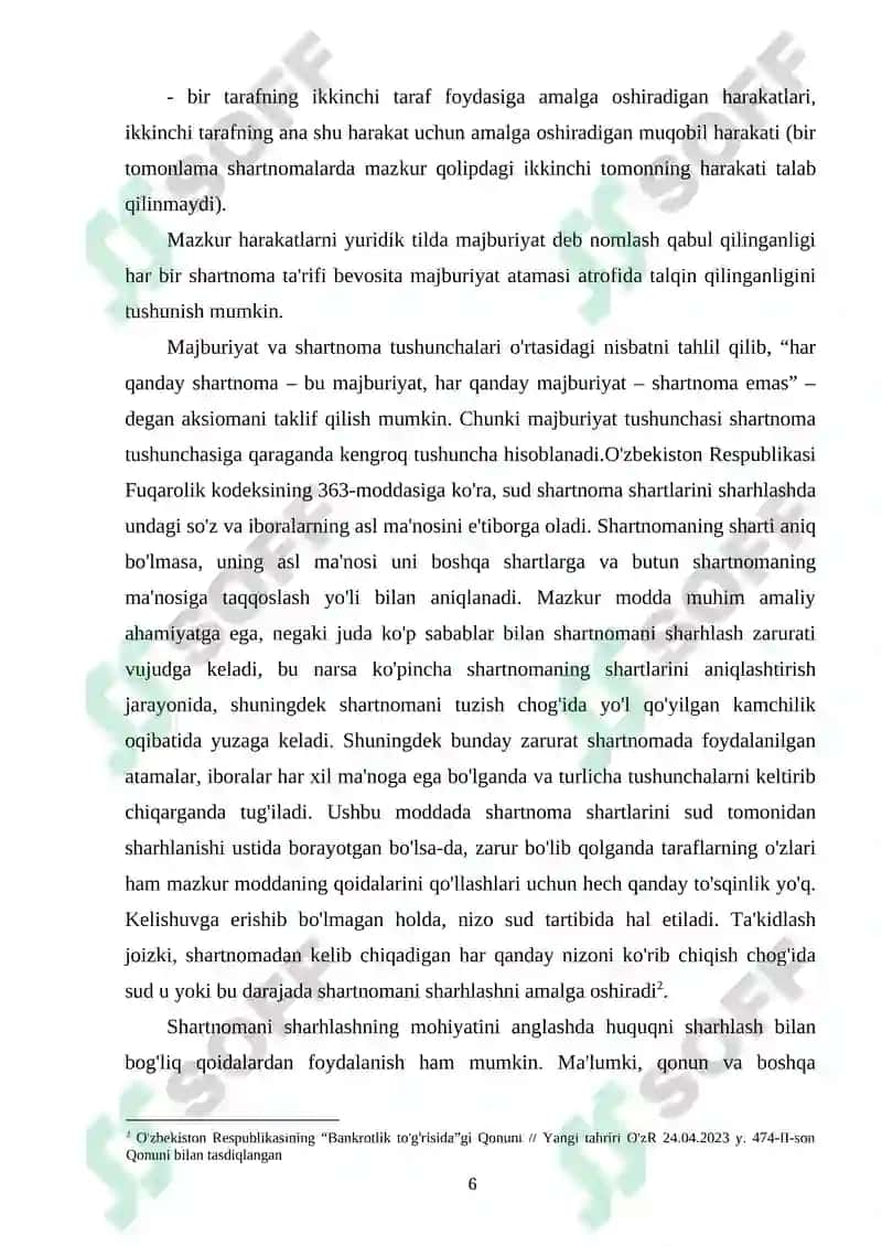 SHARTNOMAVIY XUQUQIY MUNOSABATLARNI TARTIBGA SOLUVCHI QONUNCHILIKNI O’ZIGA XOS XUSUSIYATI 5