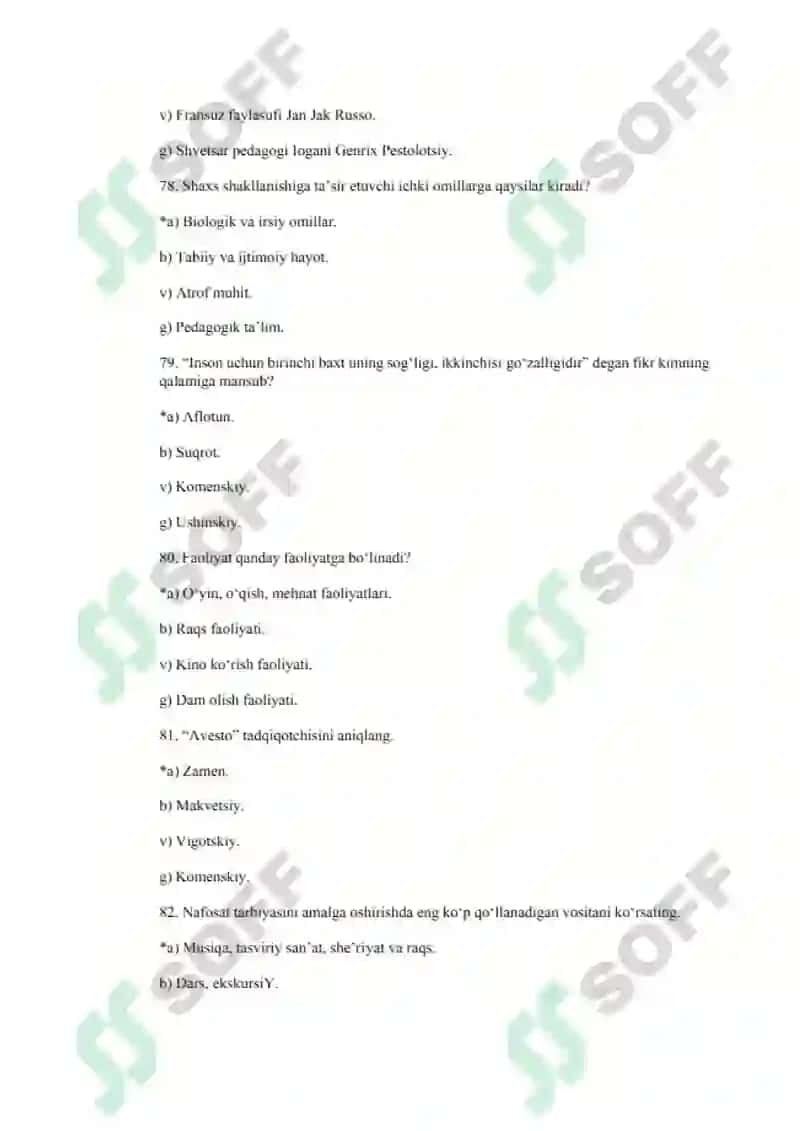 Pedagogika fanidan test savollar 2025 5