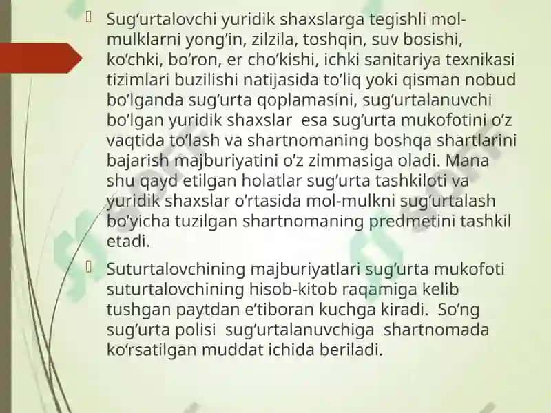Jismoniy va yuridik shaxslarning mulkiy sug‘urtasi 5