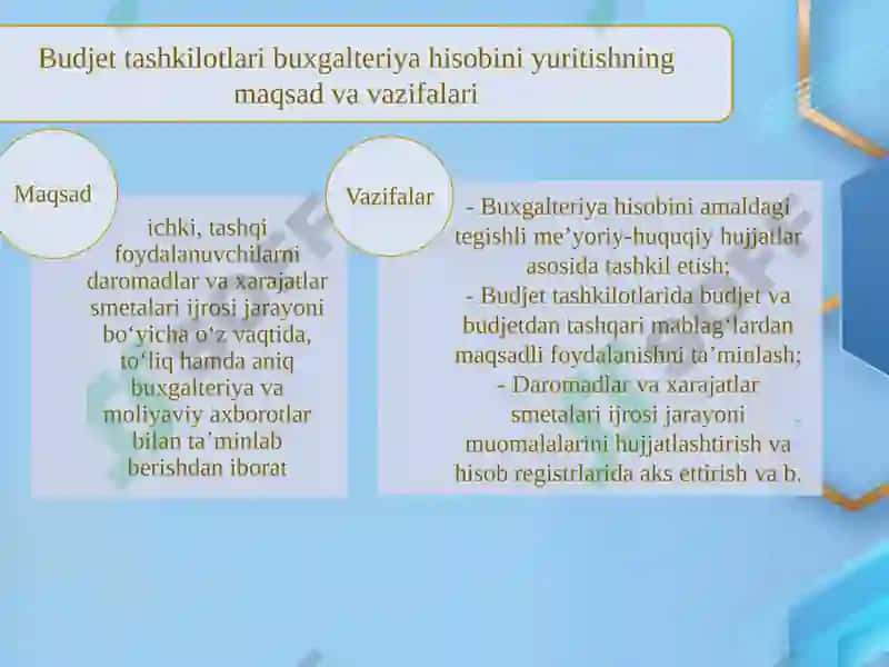 Byudjet tashkilotlaridabyudjet hisobiningtashkiliy–uslubiyjihatlarivahuquqiy asoslari 5