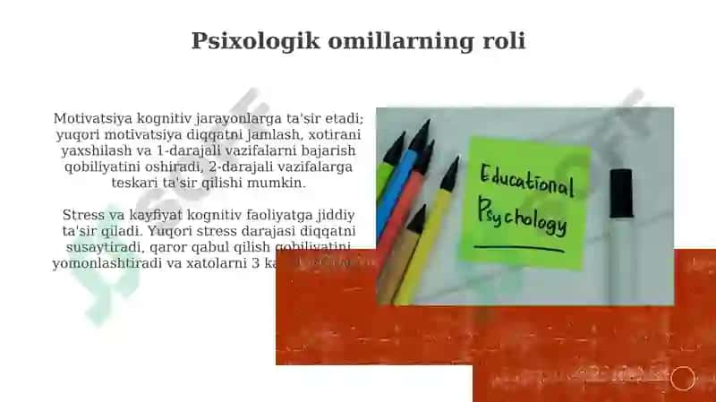 Psixologiyada bilish jarayonlarini o’rganishning psixologik omillari 5