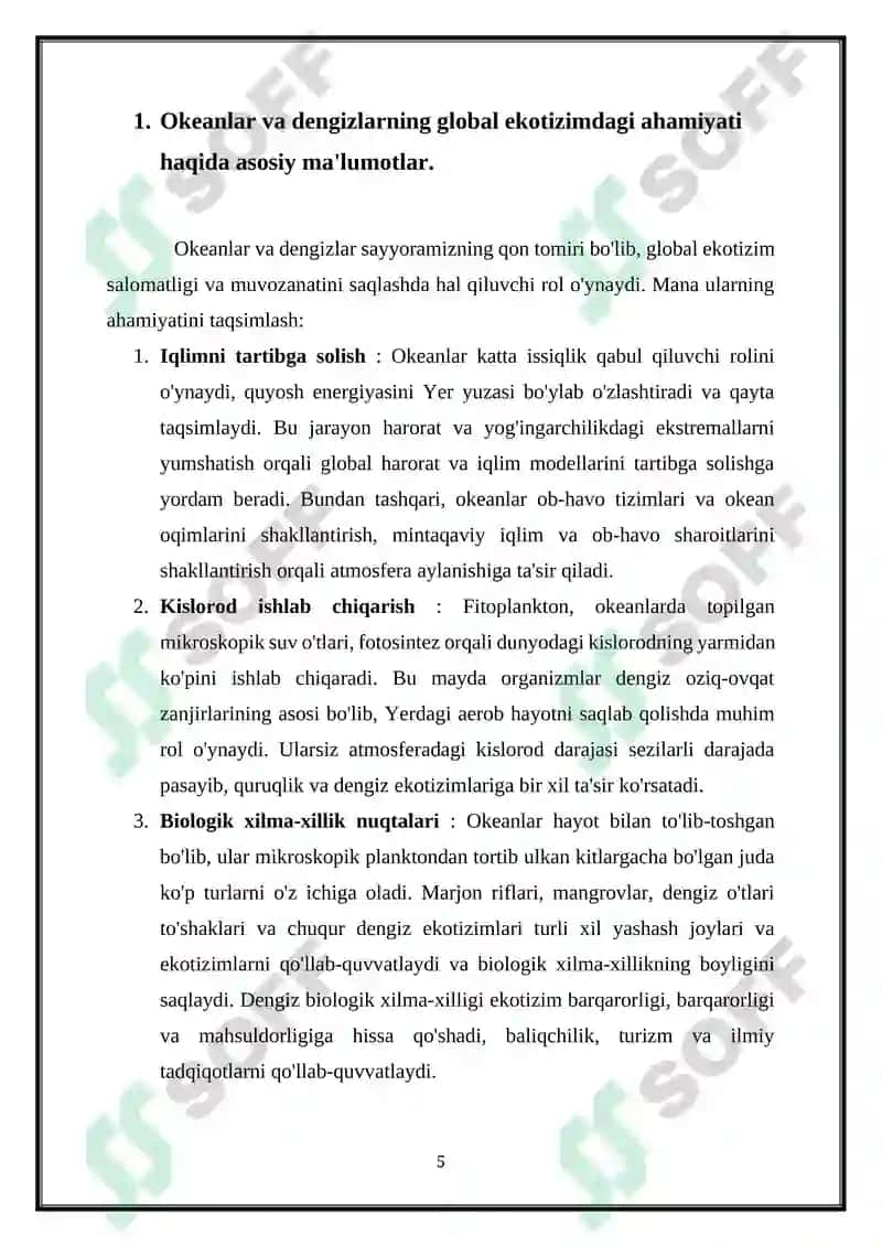 DUNYO OKEANI VA DENGIZLARNING IFLOSLANISHI VA ULARNI MUHOFAZA QILISH MUAMMOLARI 5