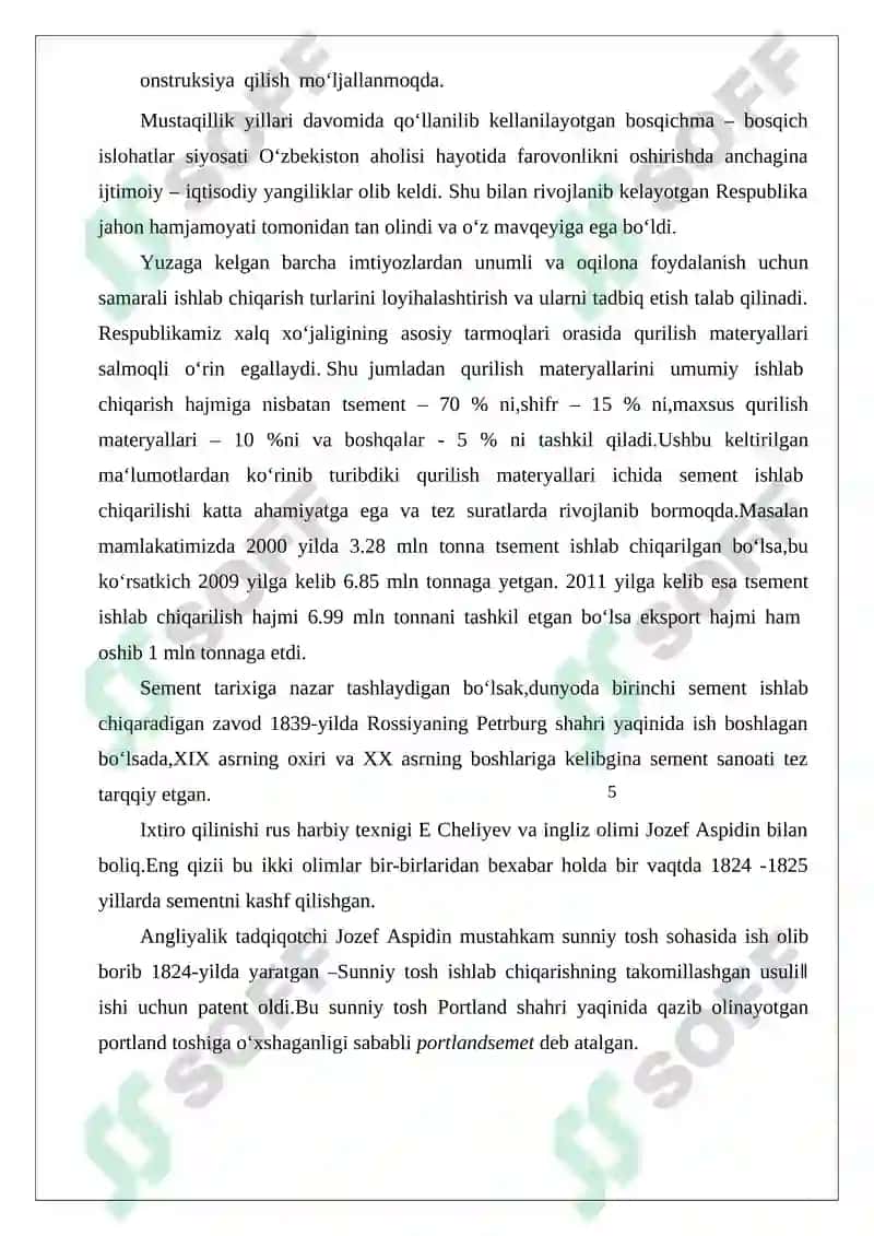 Shlakoportlandsement ishlab chiqarish texnologiyasi 5