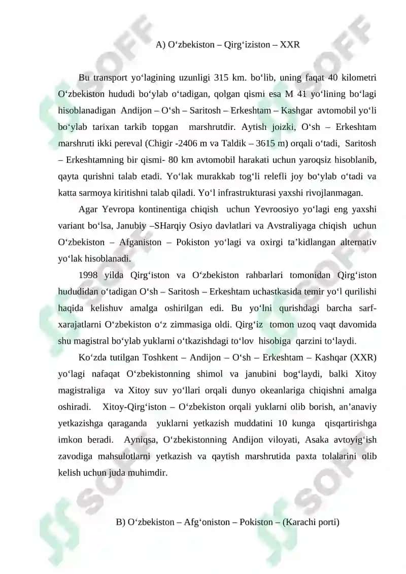 MАVZU №15. О‘ZBEKISTON XАLQАRO TRАNSPORT KOMMUNIKАSIYALАRI ( YО‘LАKLАRI ) 5