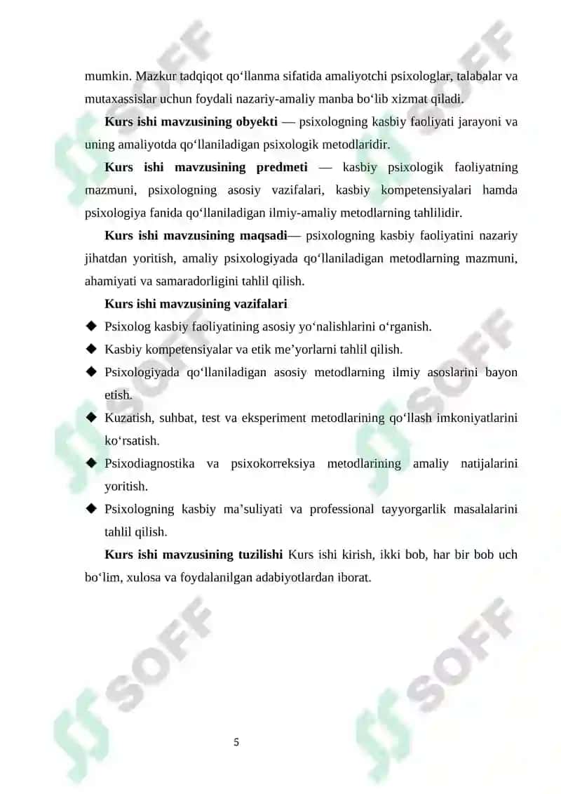 Psixolog kasbiy faoliyati va psixologiya metodlari 5
