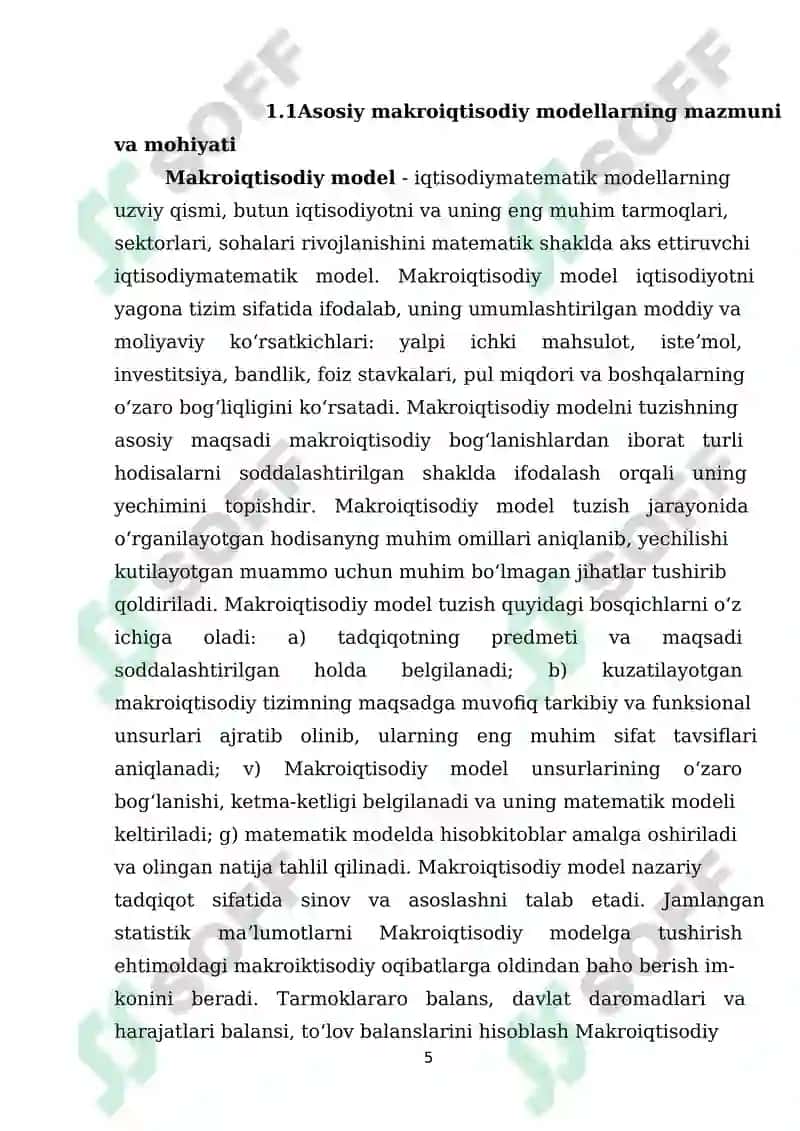 Asosiy makroiqtisodiy modellarning qiyosiy tahlili 5