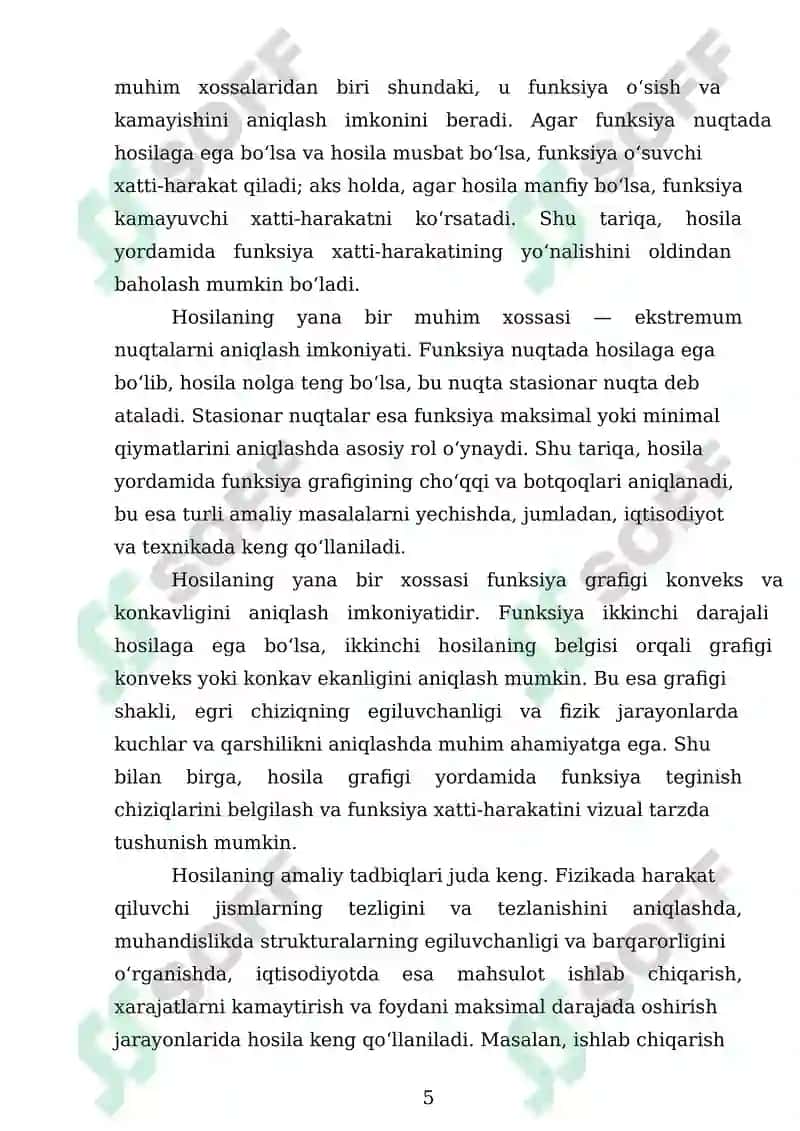 Hosilaning Tadbiqlari 5
