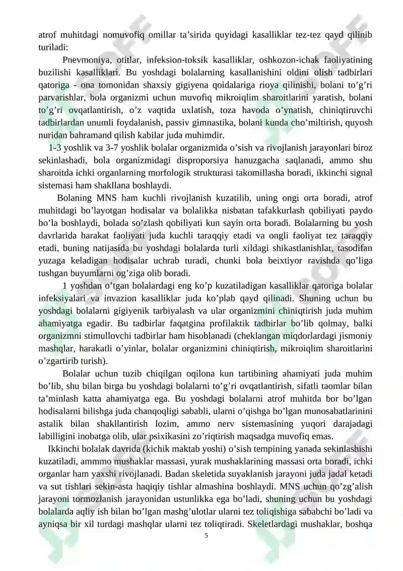 Bolalar va o’smirlar gigiyenasining umumiy asoslari 5