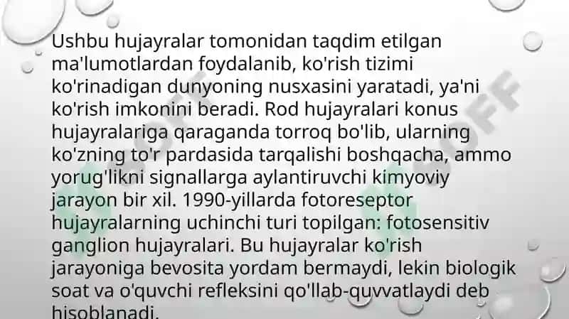 Fotoretseptsıya körısh hujayralarınıng tuzıshı 5