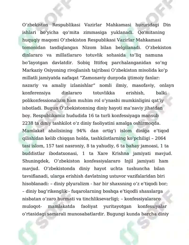 Vijdon va eʼtiqod erkinligining taʼrifi 5