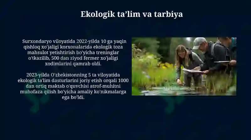 Ekologiya sohasida qilinayotgan chora tadbirlar 5