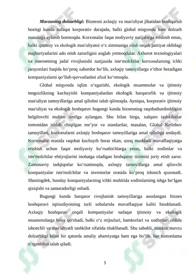 Biznesni axloqiy va mas'uliyat jihatidan boshqarish 5