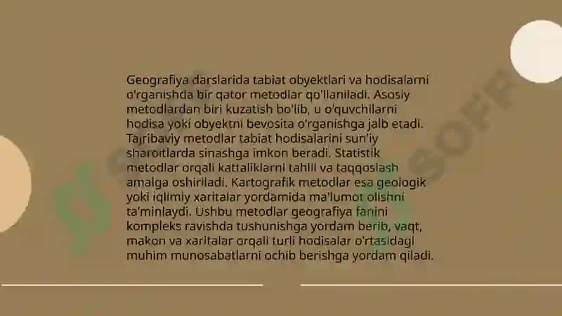 Tabiiy geografiya boshlangʻich kursida geografiya oʻqitish metodikasining ahamiyati 5