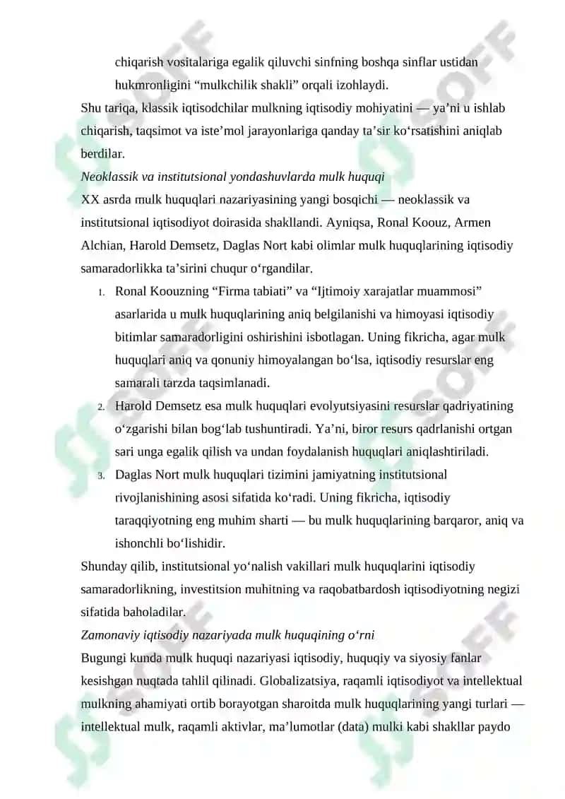 MULK HUQUQLARI NAZARIYASI VA MULKCHILIK SHAKILLARI RIVOJLANISHINING EVALUTSIYASI 5