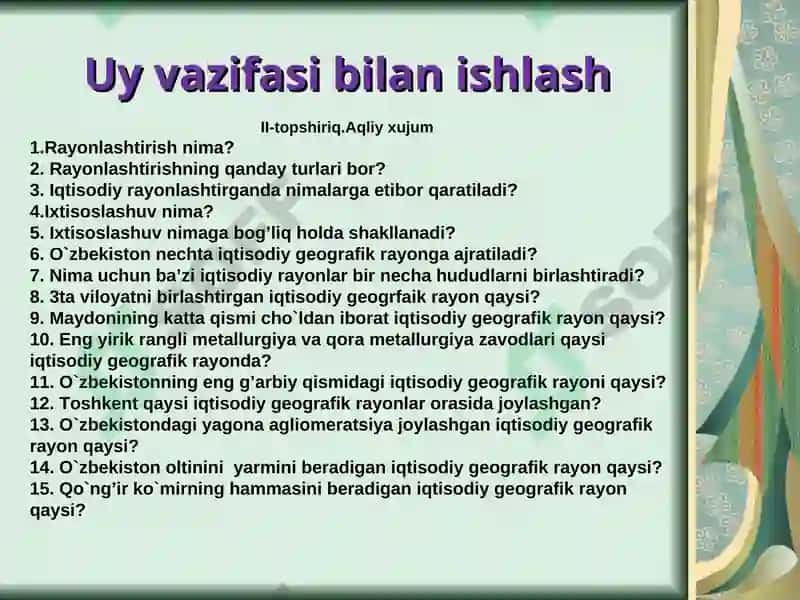 Toshkent iqisodiy rayoni 5