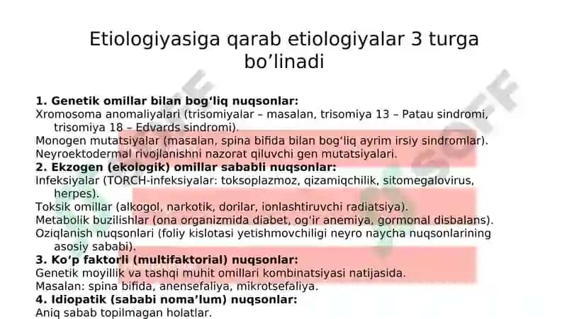 Bosh miyya va orqa miyya tug'ma rivojlanish nuqsonlari 5