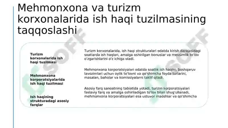 Turizm va mehmonxona sanoat korxonalarida ish haqi va ish unumdorligi 5