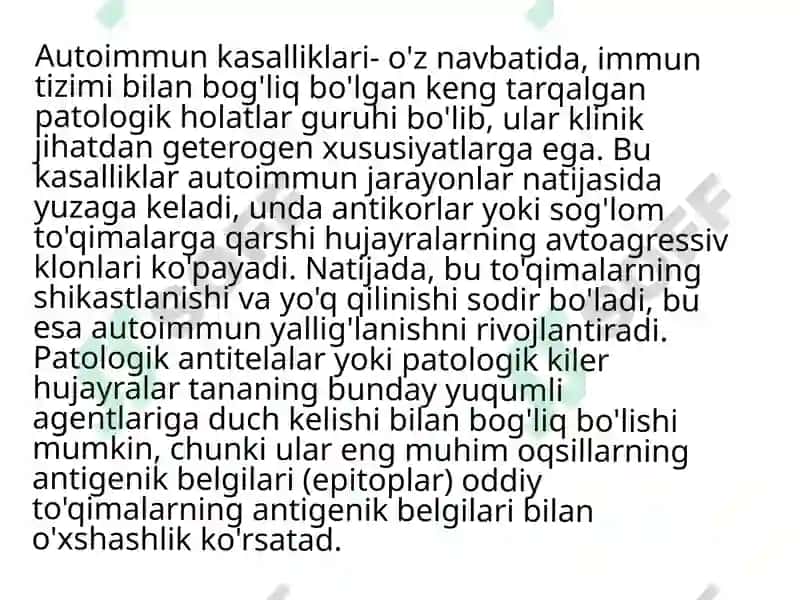 Autoimmun kasalliklar kelib chiqishi, profilaktikasi va diagnostika 5