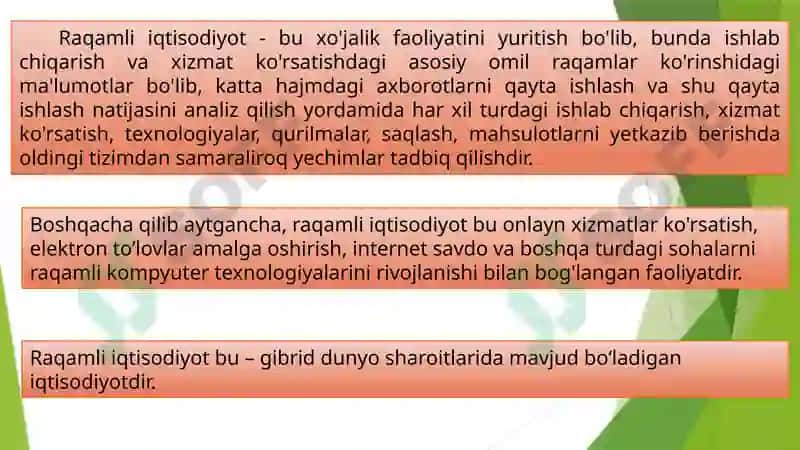 Raqamli iqtisodiyotning asosiy xususiyatlari 5