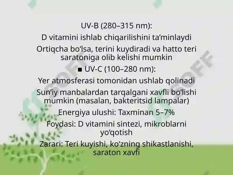 Quyosh radiatsiyasi va uning gigiyenik ahamiyati 5