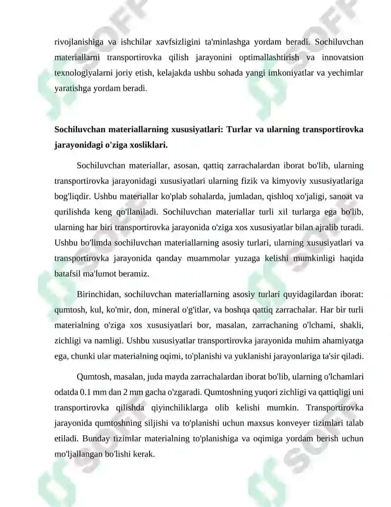 Sochiluvchan materiallarni transportirovka qilishga mo'ljallangan konveyer loyixasi 5