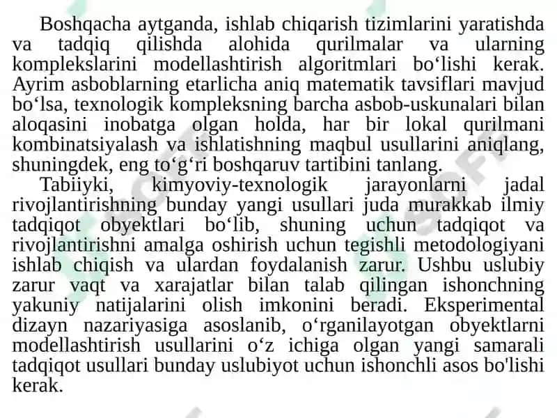 MA’RUZA №1“TEXNOLOGIK JARAYONLARNI MODELLASHTIRISH VA OPTIMALLASHTIRISH ASOSLARI” FANIGA KIRISH. 5