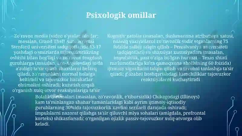 Shaxs agressiv xulq-atvorining shakllanish sharoitlari 5