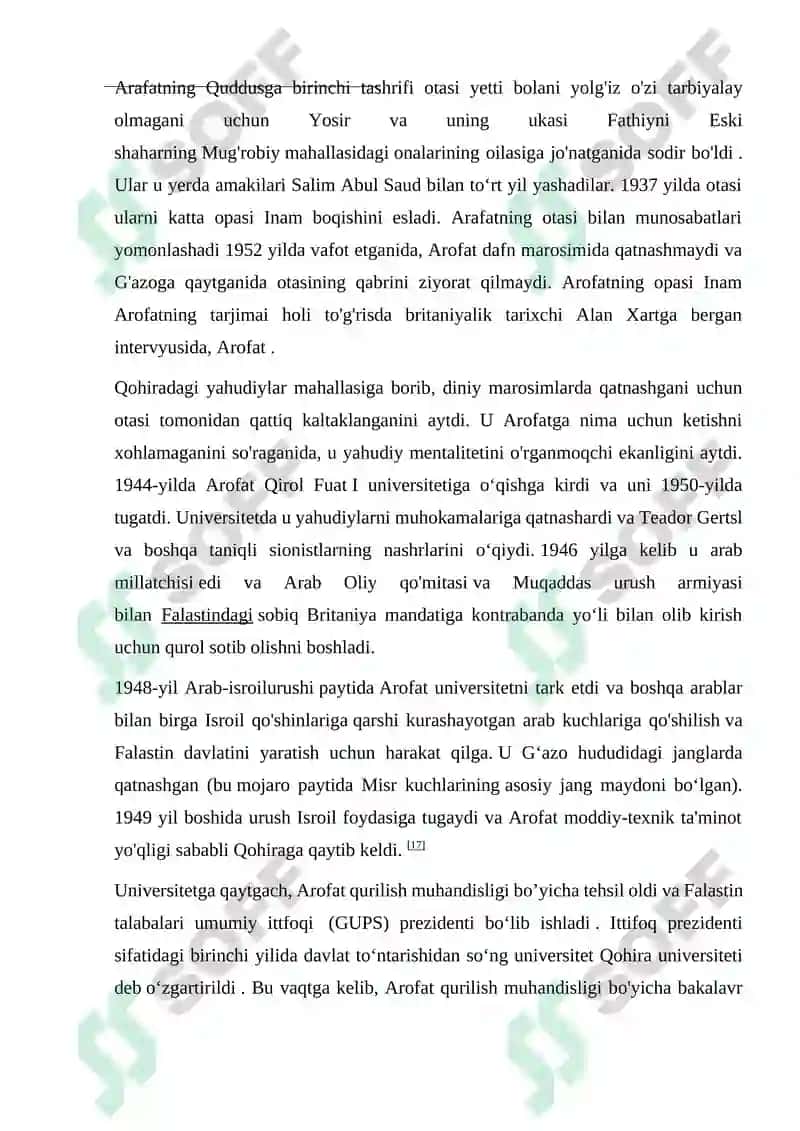 Yosir Arofatning Falastin Davlatining Tuzilishidagi O'rni 5