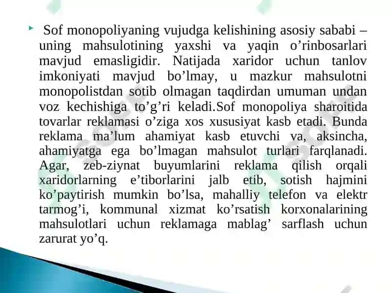 Monopol hukmronlik tog’risida tushuncha 5