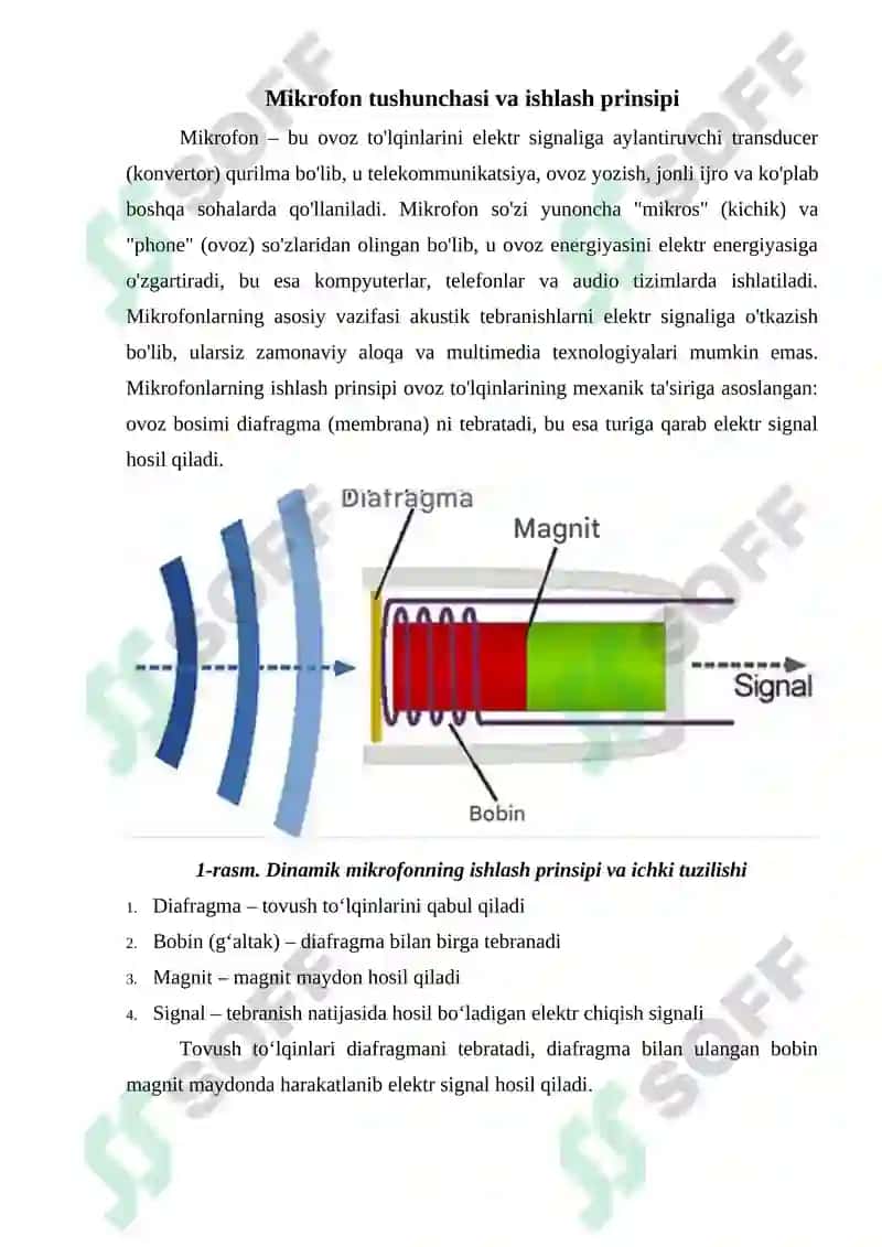 Mikrofonlar. Mikrofonlarning texnik tavsiflari va konstruktsiyalari 5