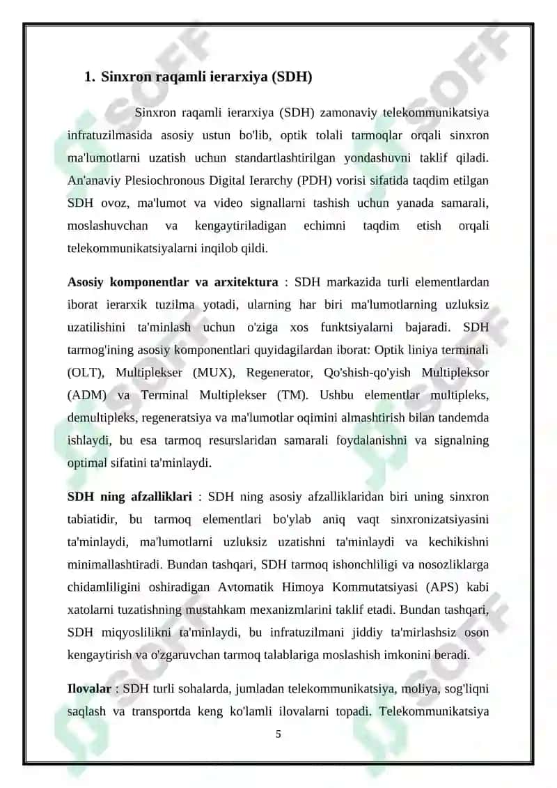 MULTIMEDIA ALOQA TARMOG‘INING TRANSPORT TELEKOMMUNIKATSIYA TEXNOLOGIYALARI 5