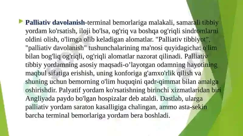Xospislarning vujudga kelish tarixi. Rivojlangan mamlakatlarda xospislar faoliyati haqida. 5