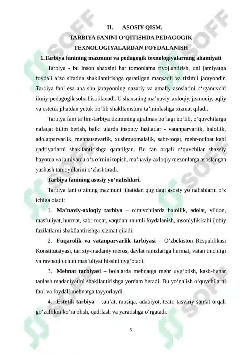 TARBIYA FANINI O‘QITISHDA PEDAGOGIK TEXNOLOGIYALARDAN FOYDALANISH 5