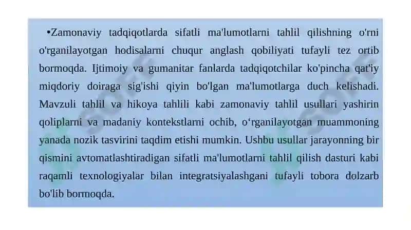 Sifatlima'lumotlarni tahlil qilish ma’ruza(M)№6 5