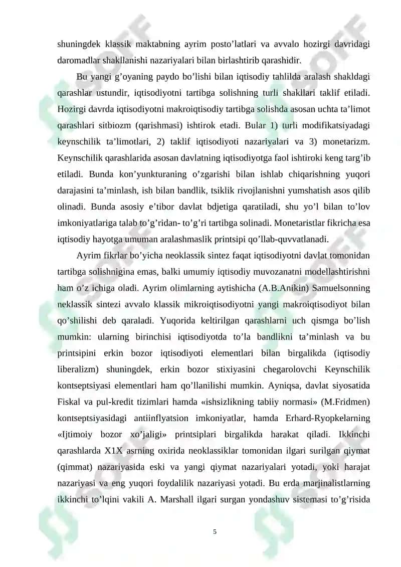 Hozirgi zamon iqtisodiy ta’limotlarining asosiy yo‘nalishlari 5