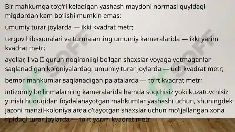 Mahkumlarning moddiy-maishiy ta’minoti va ularga tibbiy xizmat ko‘rsatish 5