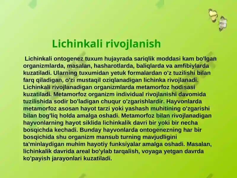 Ontogenez-tirik organizmlarning individual rivojlanishi 5
