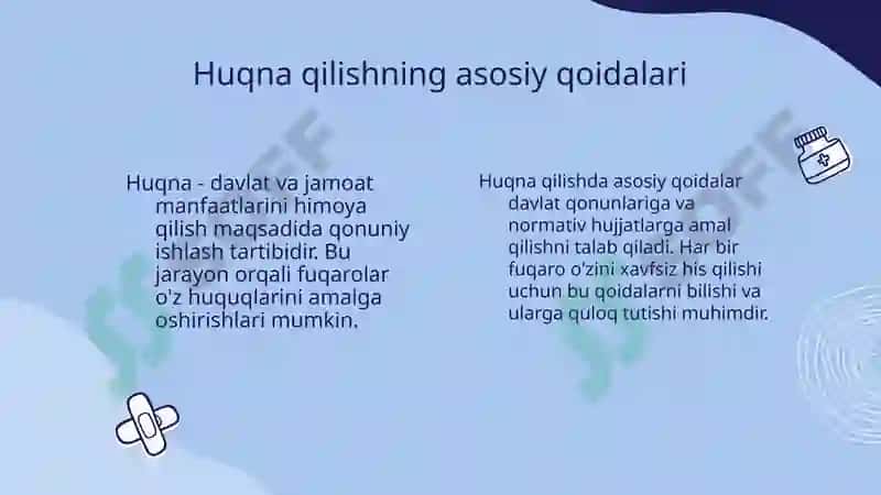 Huqnalar haqida maʼlumot. Huqna qilish tartibi 5