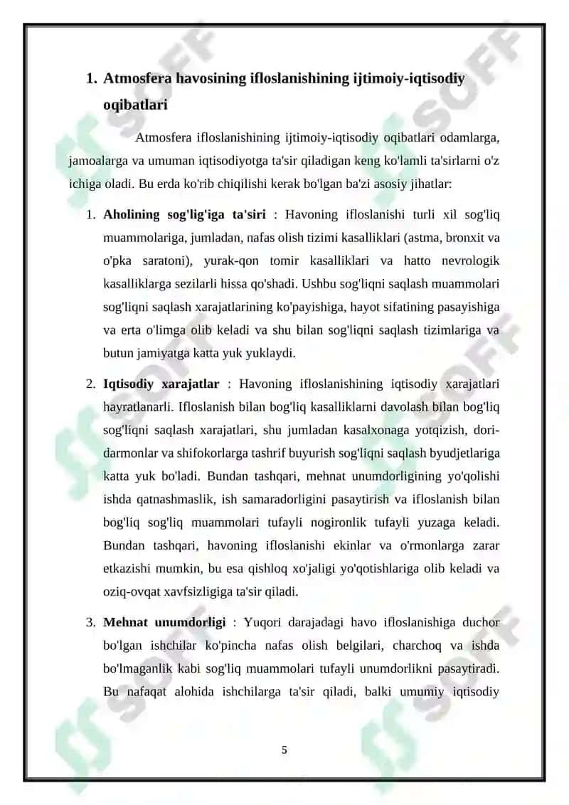 ATMOSFERA HAVOSI IFLOSLANISHINING IJTIMOIY IQTISODIY OQIBATLARI 5