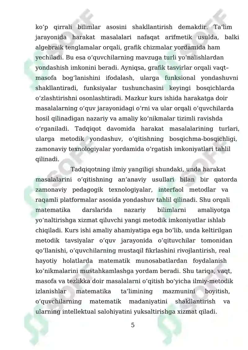 Matematika darslarida vaqt, masofa, tezlikka doir masalalar yechish 5
