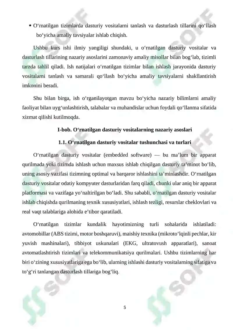 O'rnatilgan dasturiy vositalar va dasturlash tillari sharhi 5