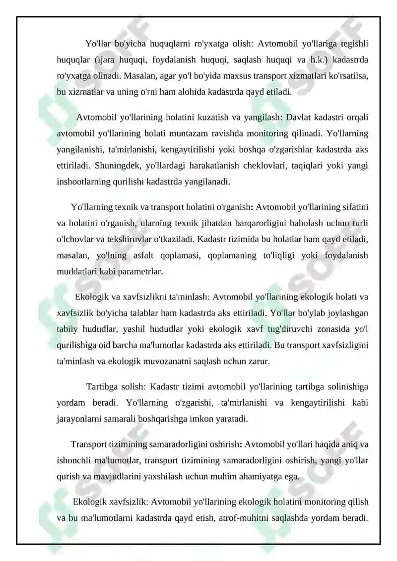 Davlat kadastirlarining chiziqli turlarini yuritishning o'ziga hos xususiyatlari 5