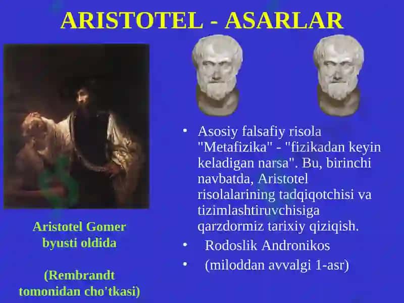 Aristotelning poetika asaridagi masalalarning asl mohiyatini ochib berish 5