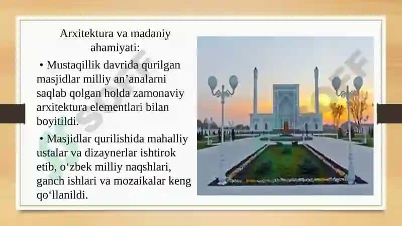 Mustaqillik yillarda qurilgan masjid va madrasalar 5