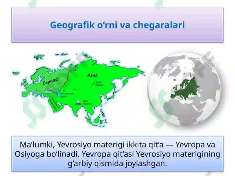 Yevropaning Geografik O'rni 5