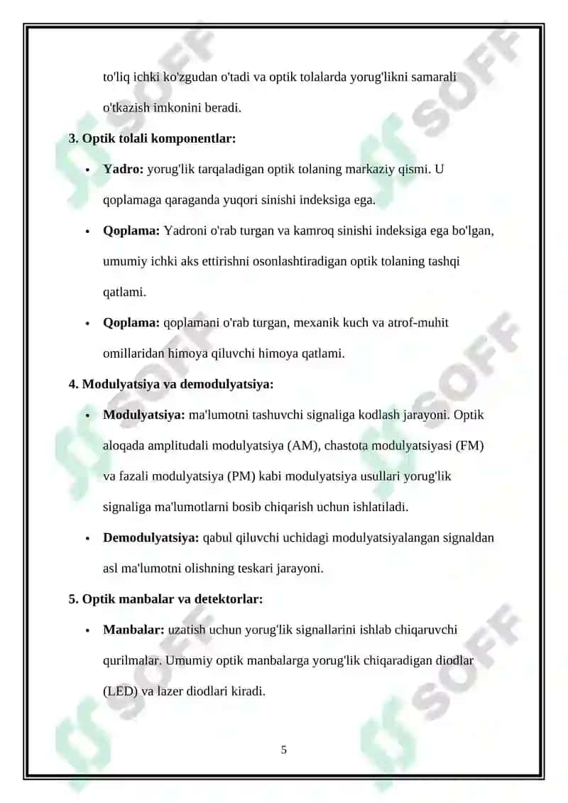 Zamonaviy loyihalashda qoʻllaniladigan optik aloqa texnologiyalar 5