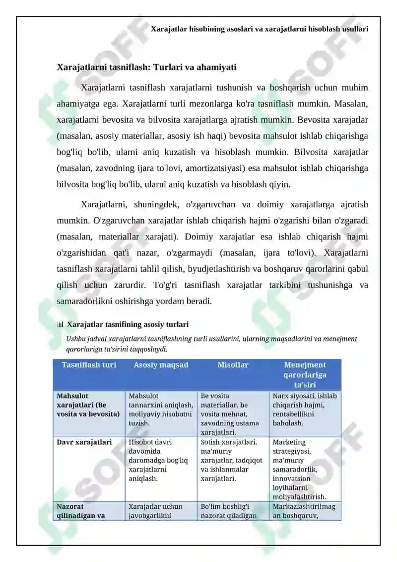 Xarajatlar hisobi va xarajatlarni hisoblash 5