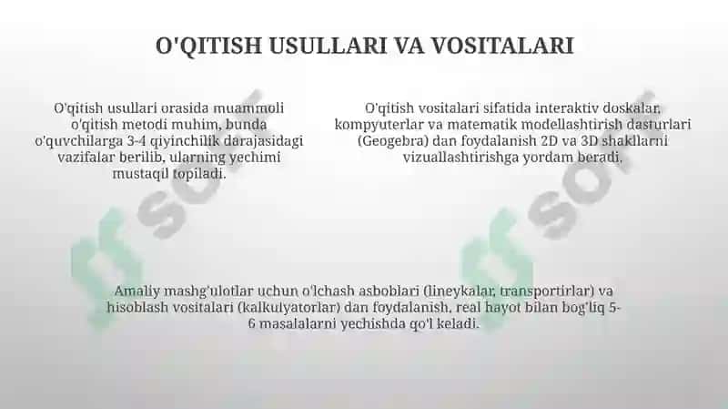 Matematika o'qitishni tashkil etish 5