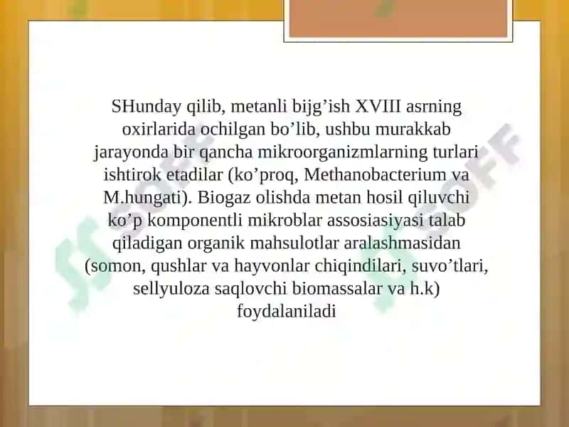 Biogaz ishlab chiqarish texnologiyasi 5
